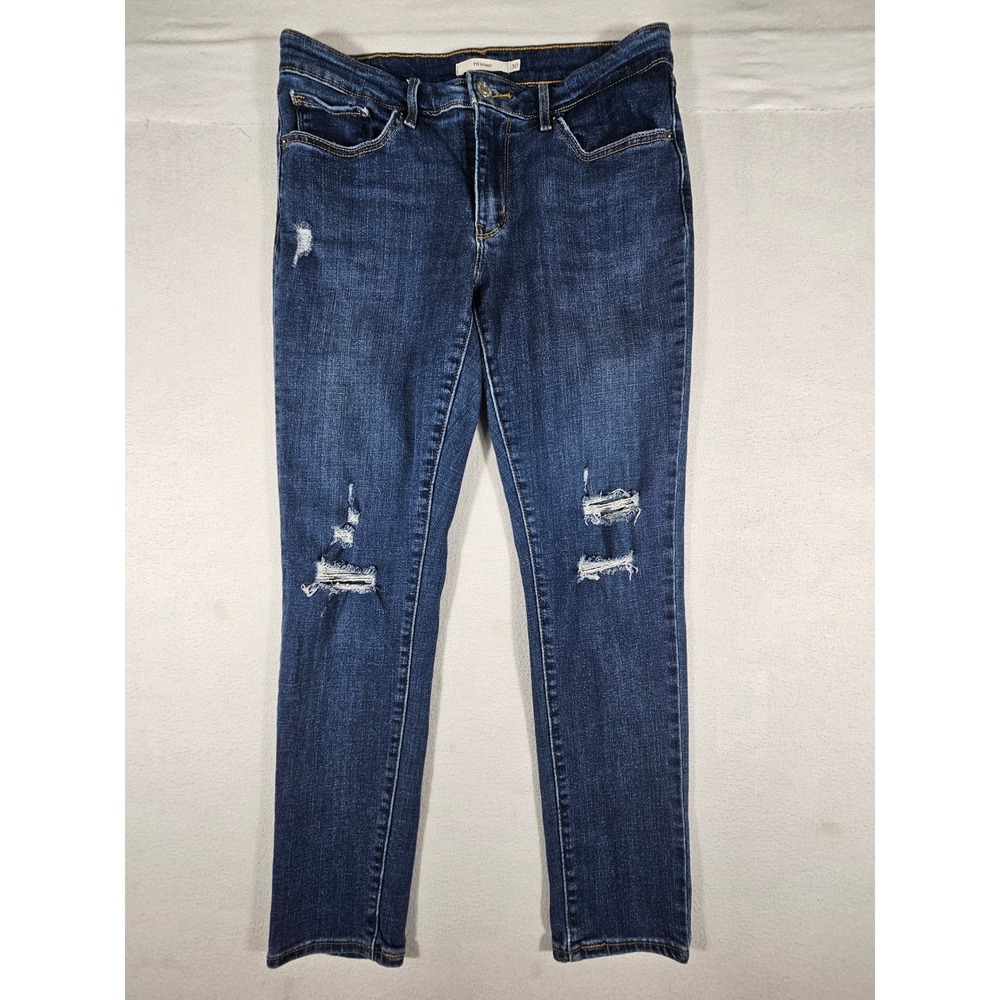 Levis 711 Skinny Jeans Womens 30 Dark Wash Distressed Ripped Denim 18881-0148